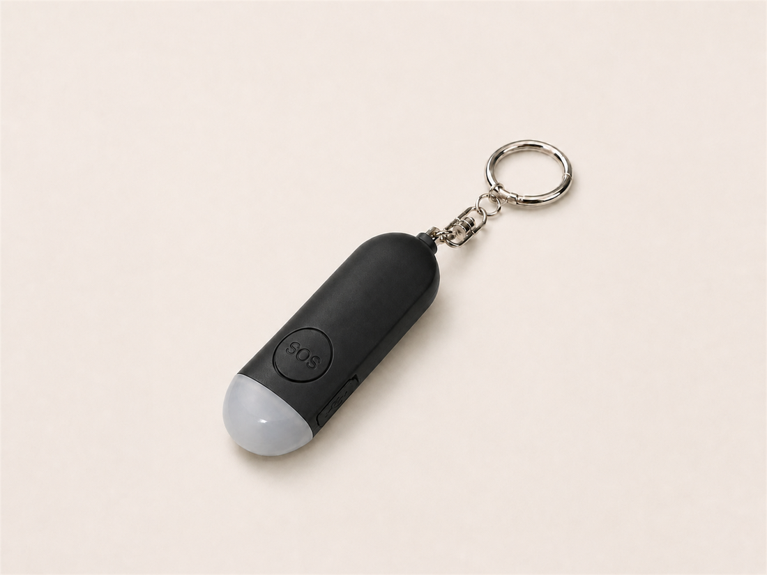 Lumae personal safety alarm with pull-ring and SOS controls